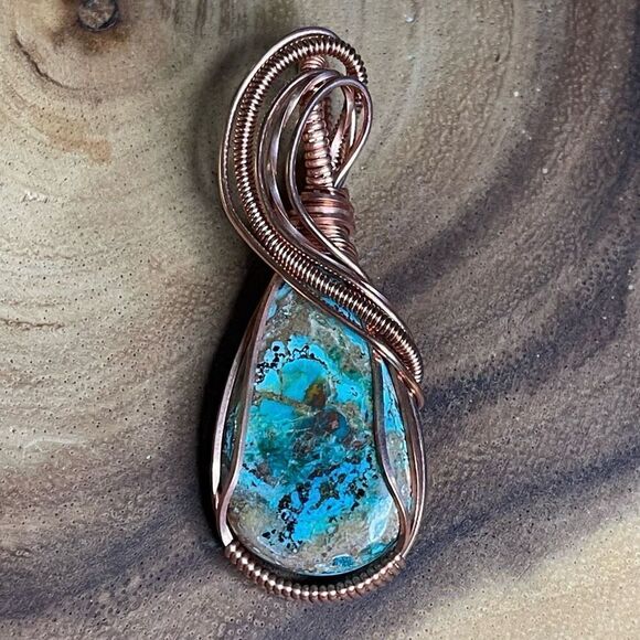 Wire wrapped shattuckite pendant handmade artisan  copper hand crafted - Picture 1 of 7
